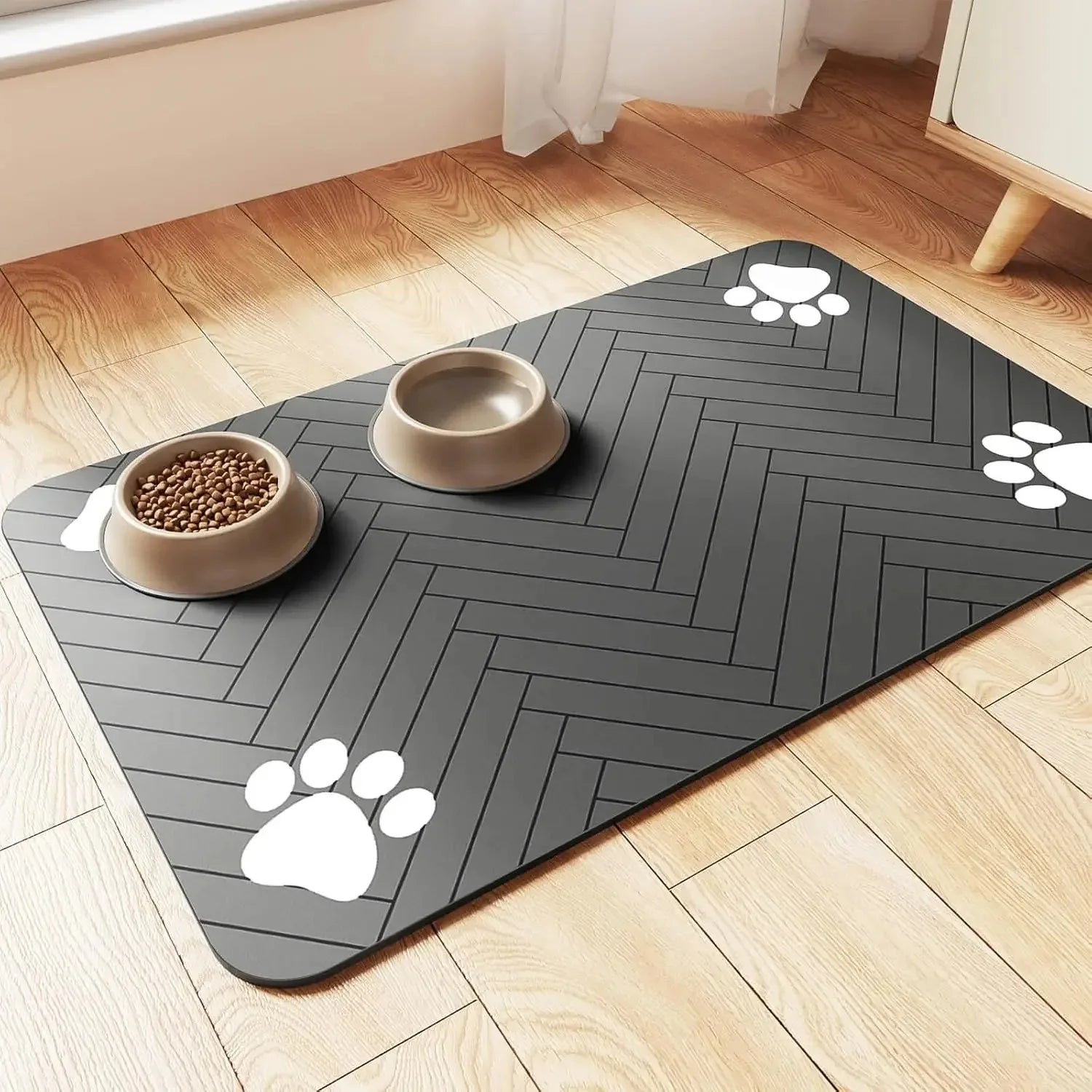 Pet Feeding Mat-Absorbent Pet Placemat Rubber Backing Quick Dry Water Mat for Dog Cat for Food and Water Bowl with Waterproof