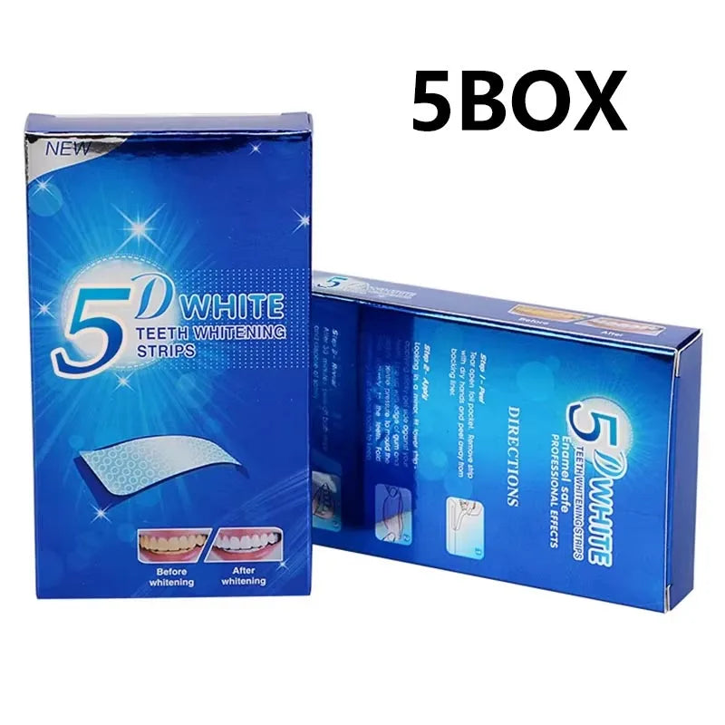 5D Whitening Teeth Stickers 7/14 Pairs Gel Whitening Strips Stain Removal Oral Hygiene Care Strip Dental Bleaching Tools Teeth