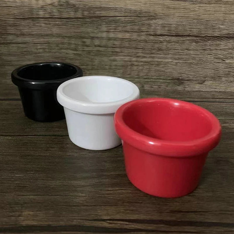 6 x 3.8cm Sauce Bowl Gravy Boats Round Glossy Melamine 6cm 50ml Black Mini Dipping Cup American Tableware For Cafe للمطبخ