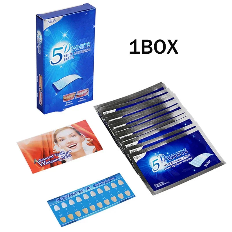 5D Whitening Teeth Stickers 7/14 Pairs Gel Whitening Strips Stain Removal Oral Hygiene Care Strip Dental Bleaching Tools Teeth