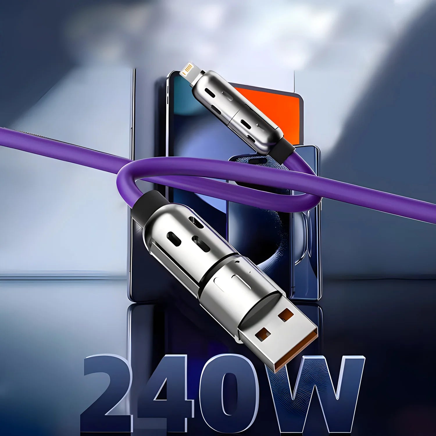 4-IN-1 240W USB Type C To USB C Cable PD Fast Charger Wire For iPhone 16 Pro Max 15 iPad Xiaomi Samsung Tablet 1M Data Cord