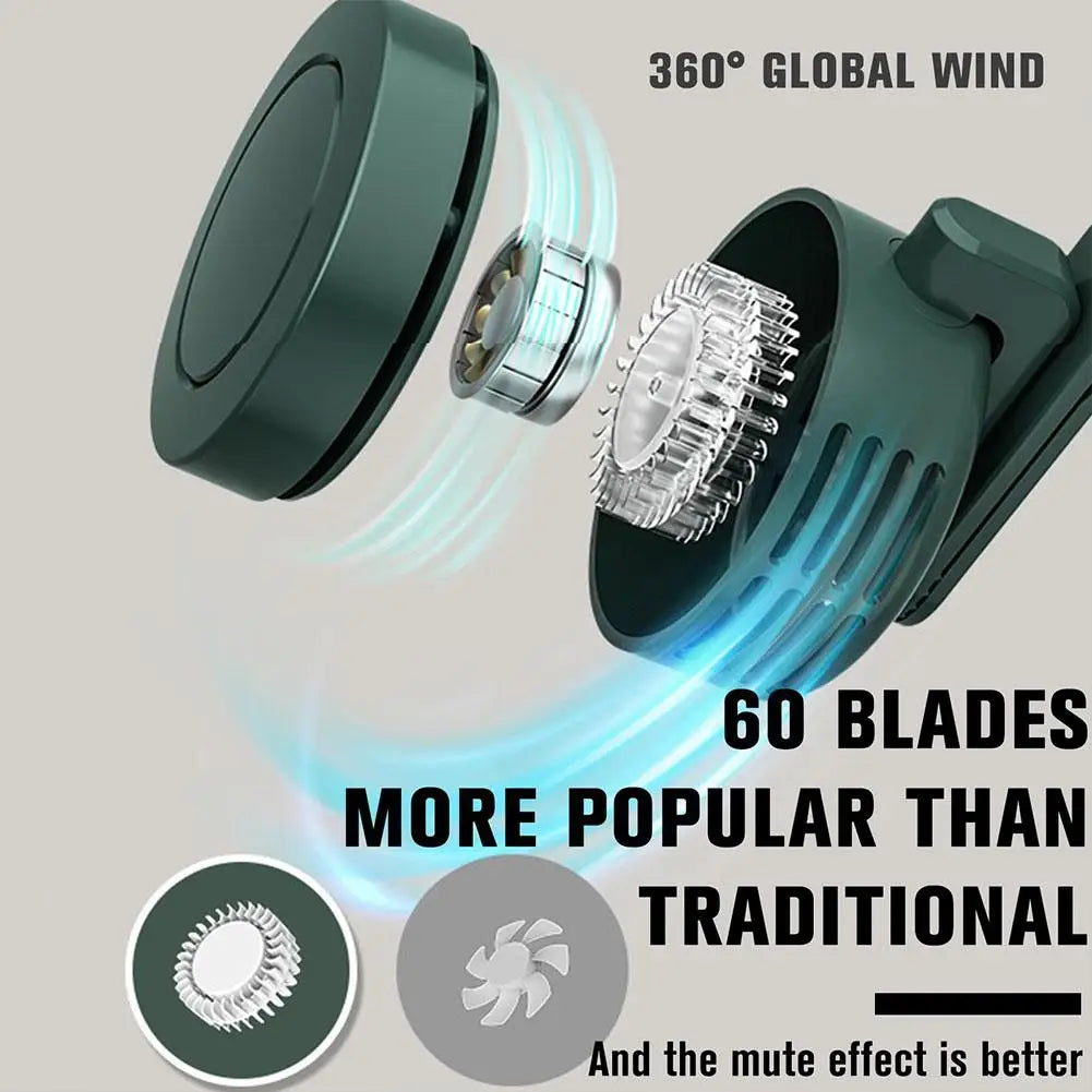 Mini  Clip Fan Portable  Silent Mini Electric Fan 3 Speeds Adjustable Wind USB Rechargeable Personal Cooling Fan For Travel