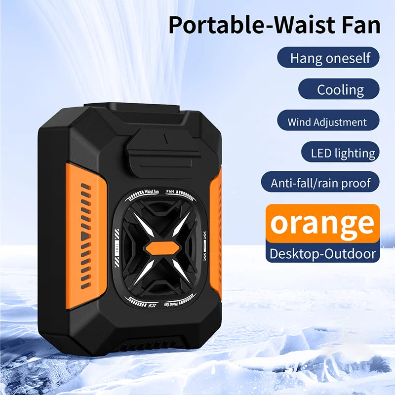 Waist Fan Portable Outdoor Hanging Neck Fan Mini Waist Neck Fan Air Clip Shirt Fan Personal USB Belt Cooling Fan 5000Mah 3 Gear