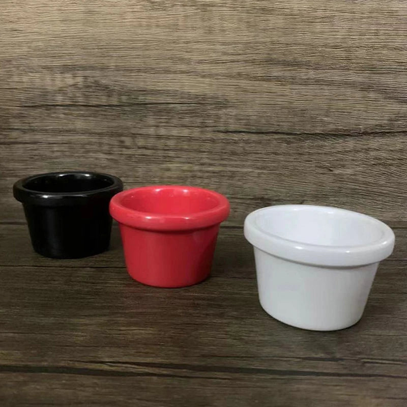 6 x 3.8cm Sauce Bowl Gravy Boats Round Glossy Melamine 6cm 50ml Black Mini Dipping Cup American Tableware For Cafe للمطبخ
