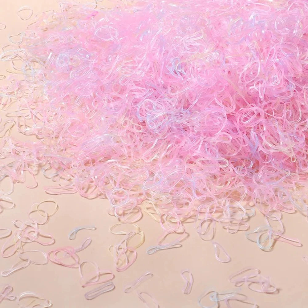 500/1000/2000pcs Girls Colourful Disposable Rubber Band Hair Ties Headband Children Ponytail Holder Bands Kids Hair Accessories