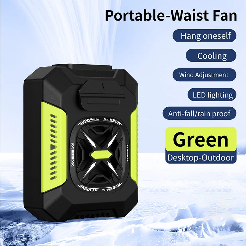Waist Fan Portable Outdoor Hanging Neck Fan Mini Waist Neck Fan Air Clip Shirt Fan Personal USB Belt Cooling Fan 5000Mah 3 Gear