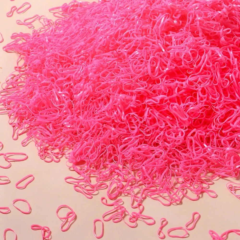 500/1000/2000pcs Girls Colourful Disposable Rubber Band Hair Ties Headband Children Ponytail Holder Bands Kids Hair Accessories