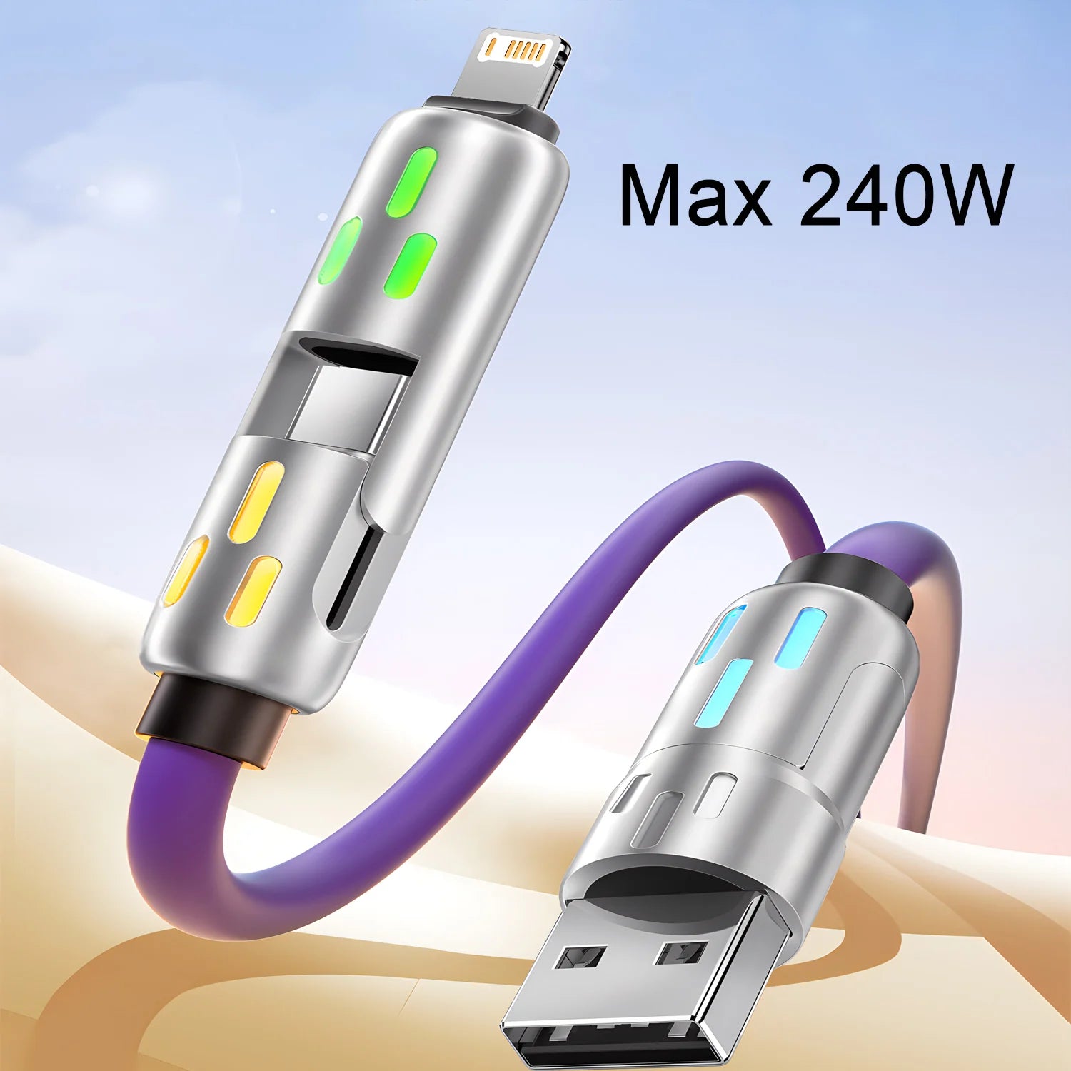 4-IN-1 240W USB Type C To USB C Cable PD Fast Charger Wire For iPhone 16 Pro Max 15 iPad Xiaomi Samsung Tablet 1M Data Cord