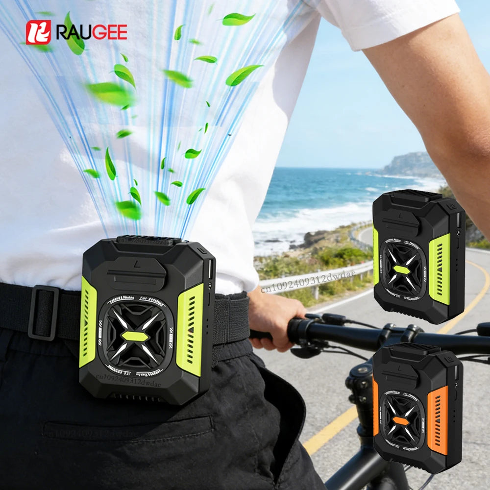 Waist Fan Portable Outdoor Hanging Neck Fan Mini Waist Neck Fan Air Clip Shirt Fan Personal USB Belt Cooling Fan 5000Mah 3 Gear