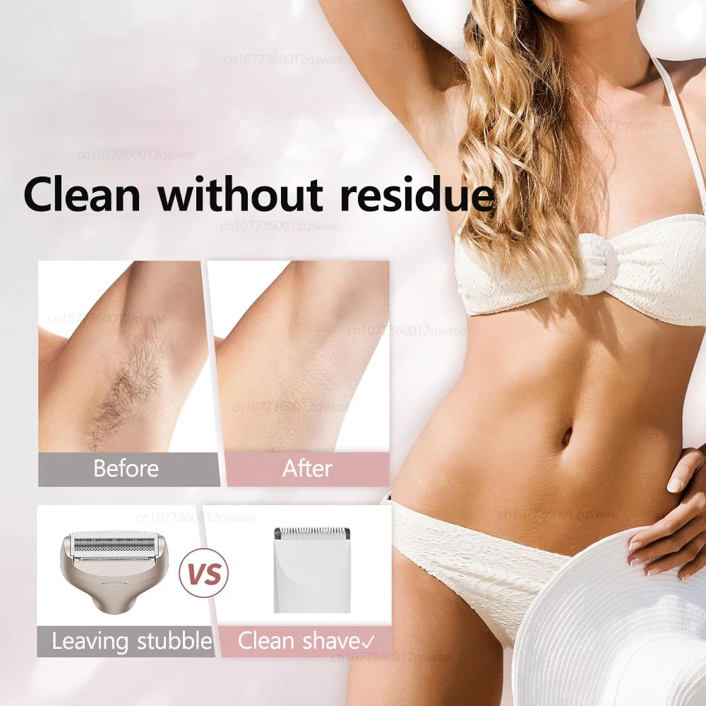 Women Electric Razors Painless Bikini Trimmer for Ladies Pubic Hair Detachable Head Electric Shaver for Women Electric Epilator