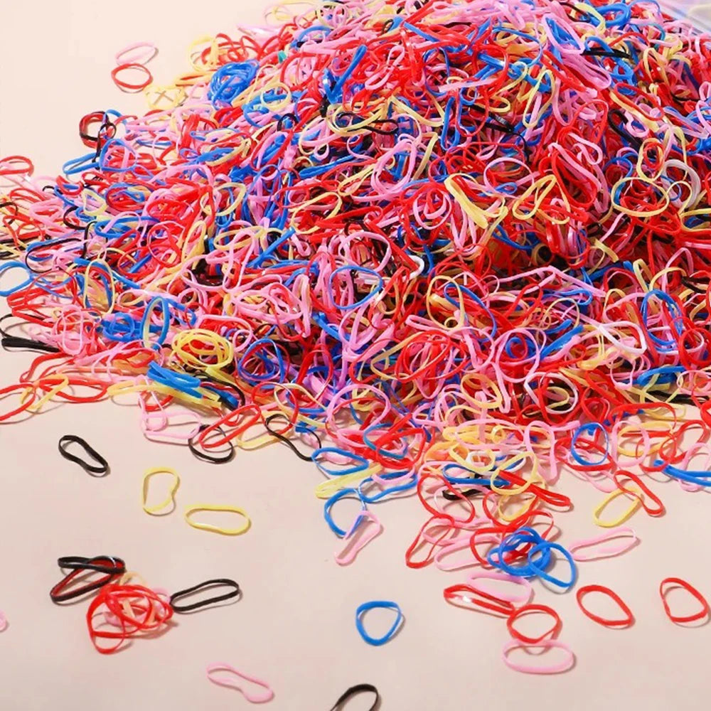 500/1000/2000pcs Girls Colourful Disposable Rubber Band Hair Ties Headband Children Ponytail Holder Bands Kids Hair Accessories