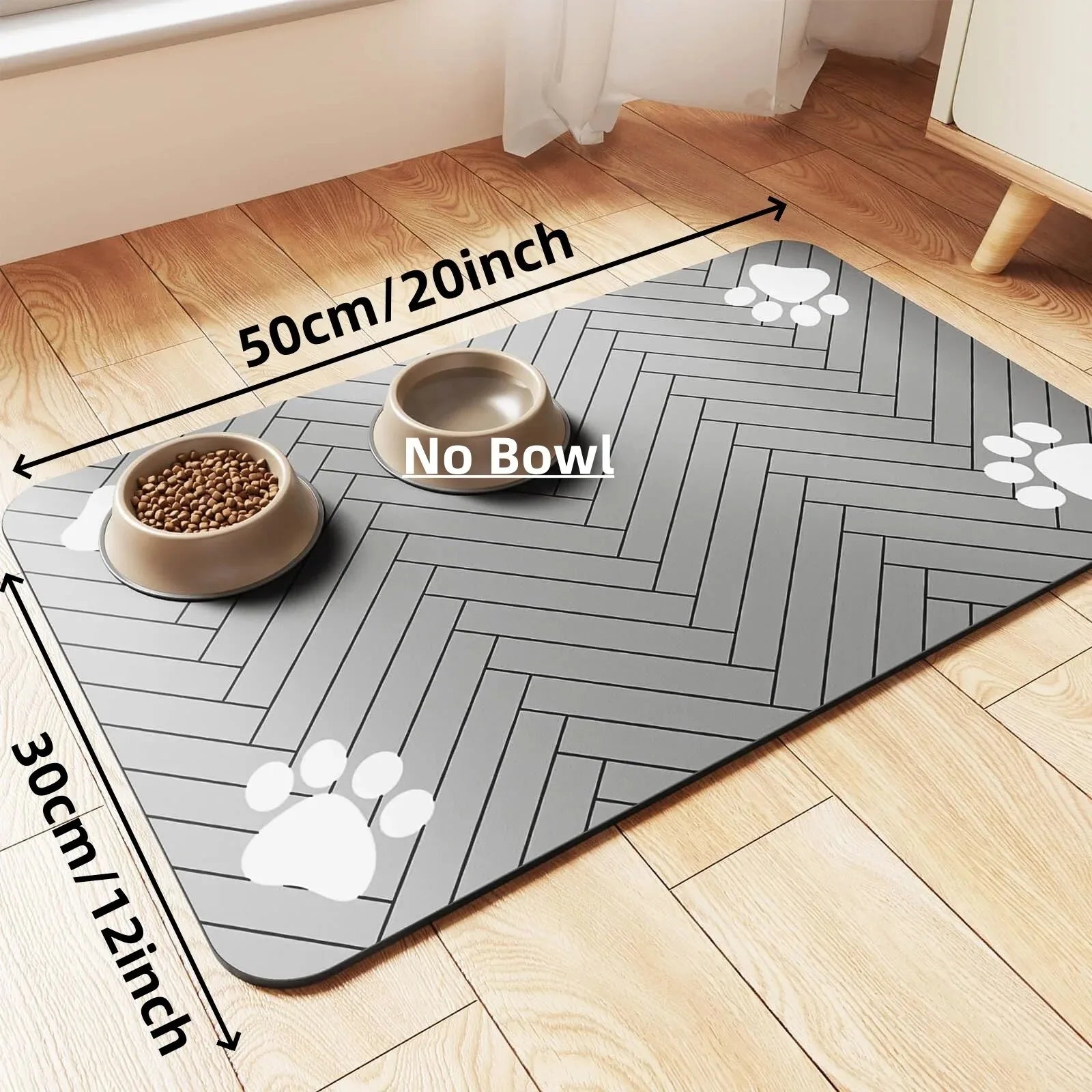 Pet Feeding Mat-Absorbent Pet Placemat Rubber Backing Quick Dry Water Mat for Dog Cat for Food and Water Bowl with Waterproof