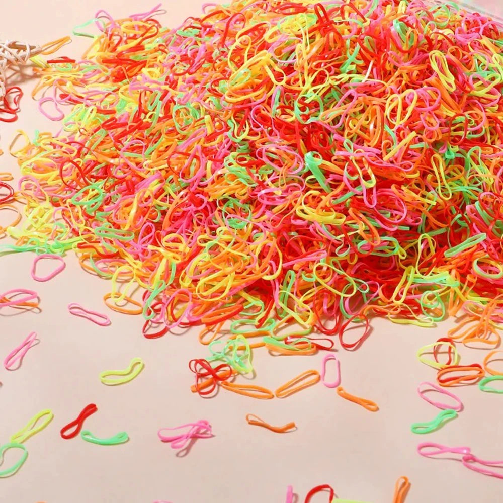 500/1000/2000pcs Girls Colourful Disposable Rubber Band Hair Ties Headband Children Ponytail Holder Bands Kids Hair Accessories